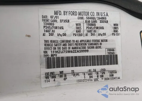 2002 Ford Explorer Limited from USA, damaged, VIN 1FMZU75W62ZA59999